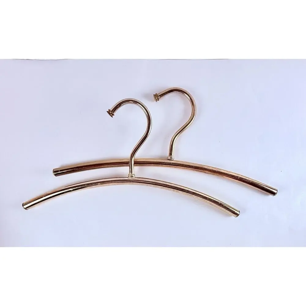 Vintage Brass Clothing Hangers Set of 2 Designer Style Curved Heavy Beautiful